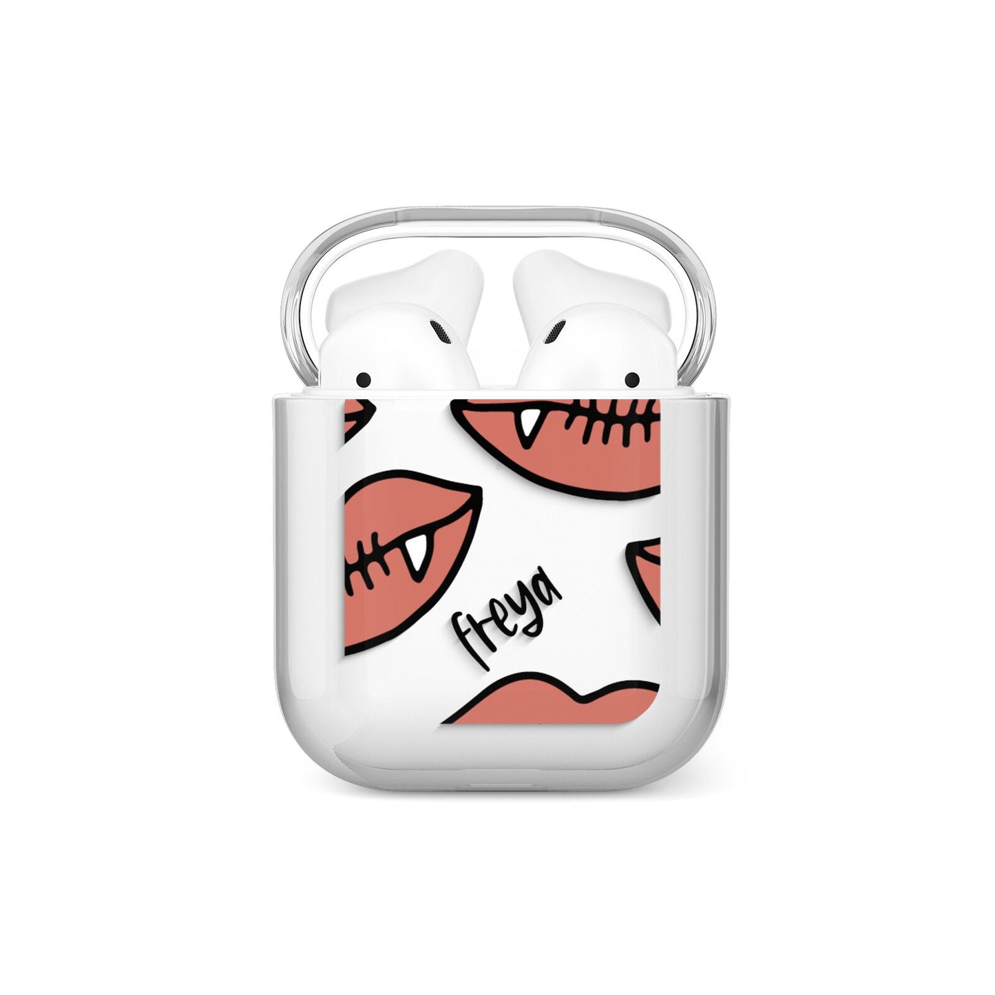 Pink Lips with Fangs Personalised AirPods Case