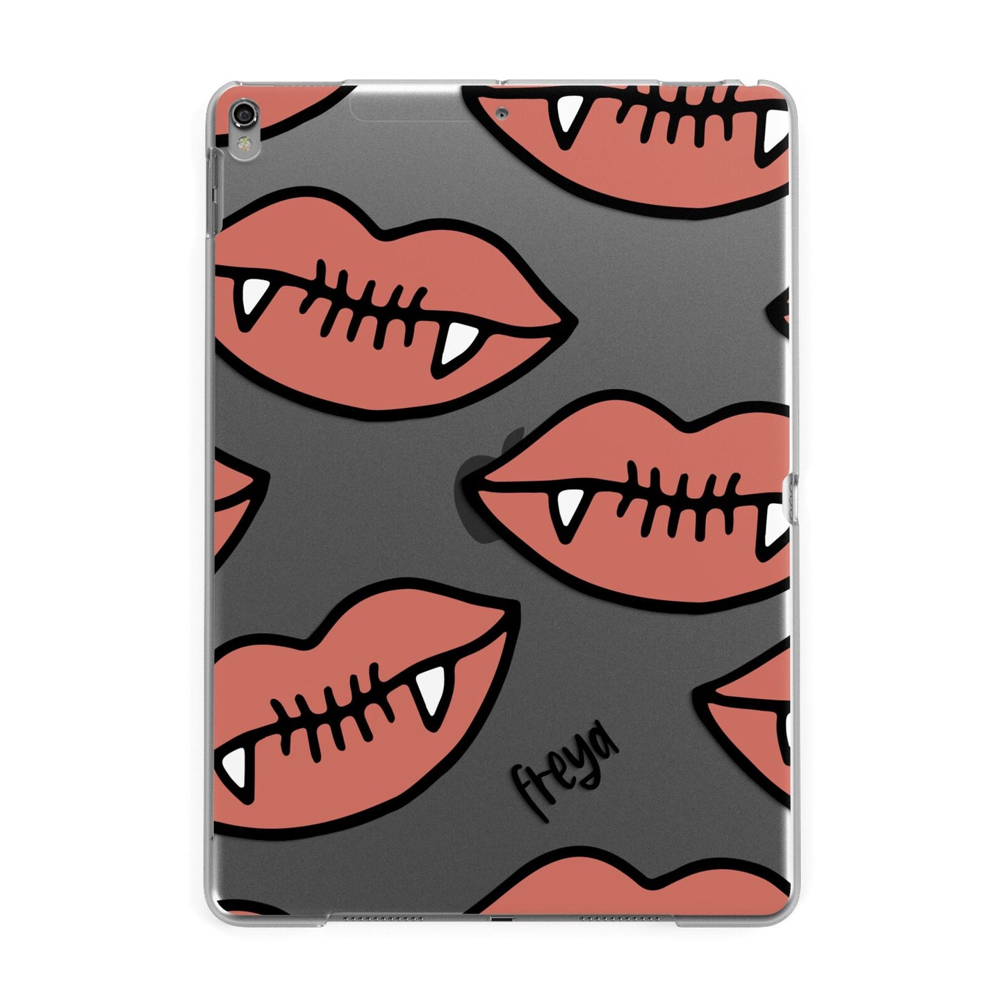 Pink Lips with Fangs Personalised Apple iPad Grey Case