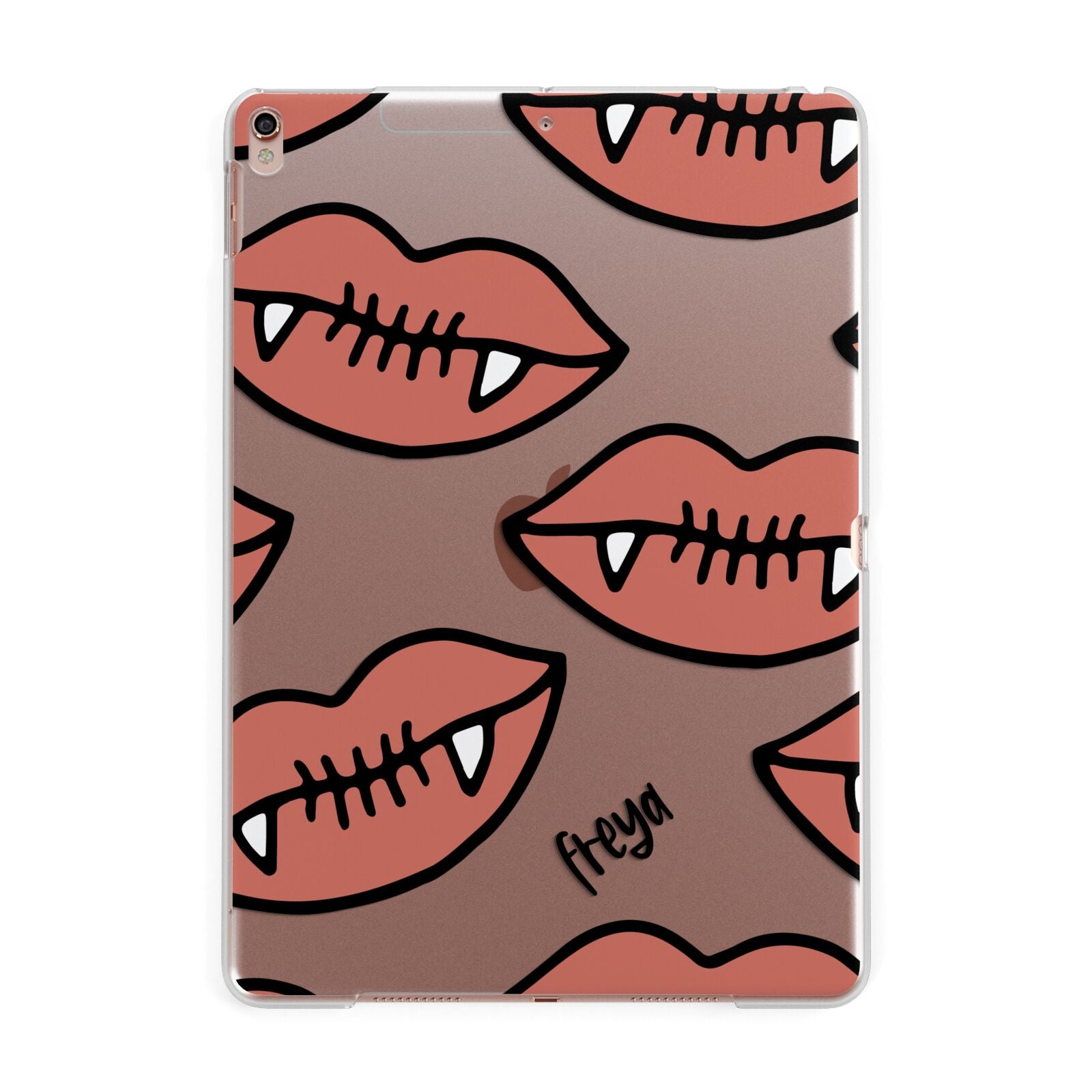 Pink Lips with Fangs Personalised Apple iPad Rose Gold Case