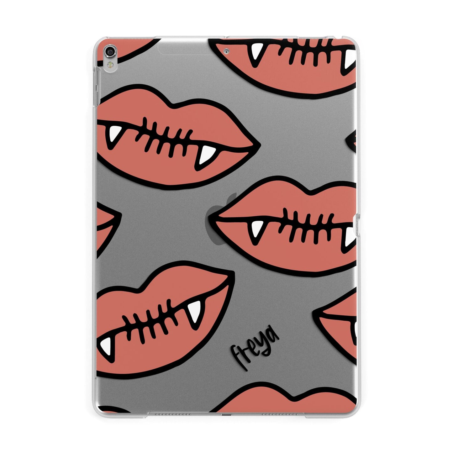 Pink Lips with Fangs Personalised Apple iPad Silver Case