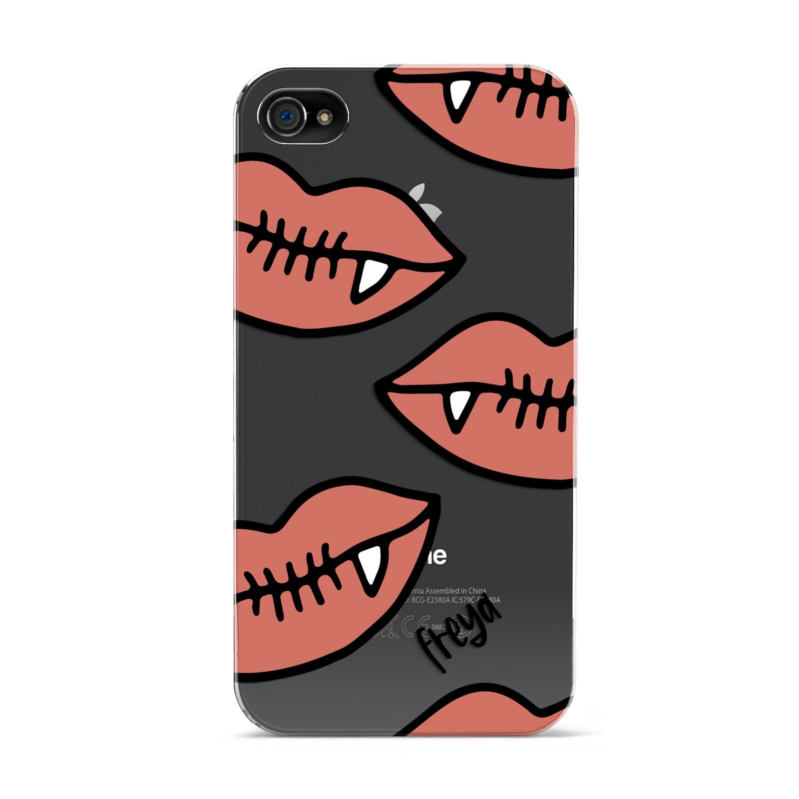 Pink Lips with Fangs Personalised Apple iPhone 4s Case