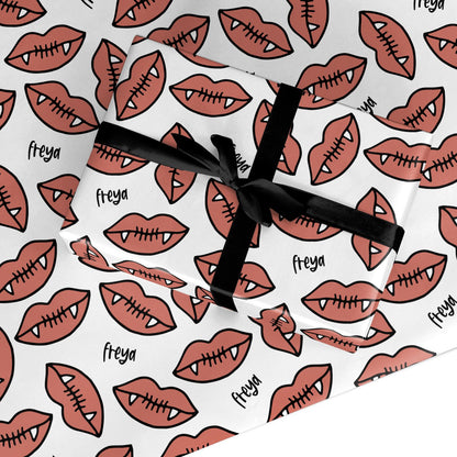 Pink Lips with Fangs Personalised Custom Wrapping Paper