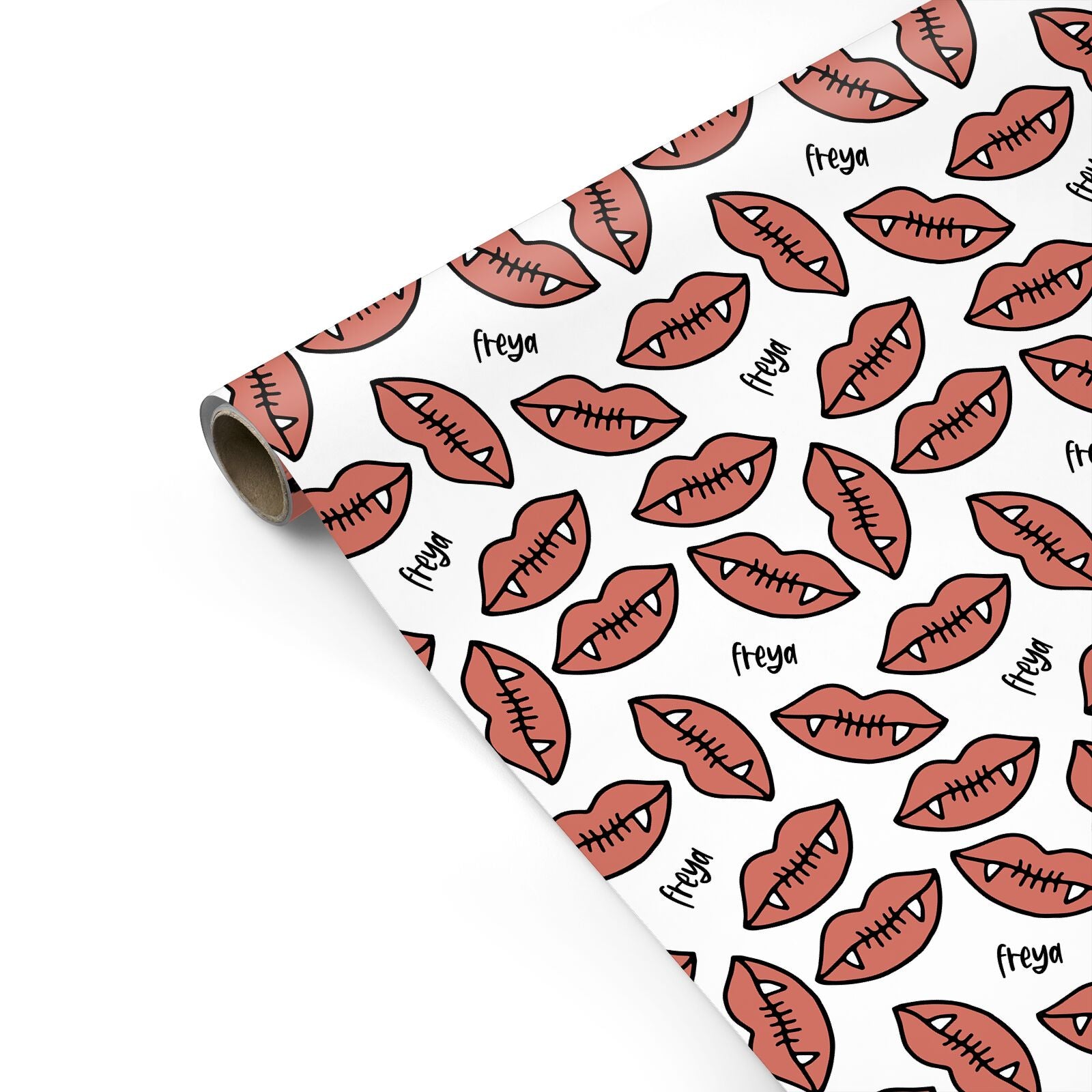 Pink Lips with Fangs Personalised Personalised Gift Wrap