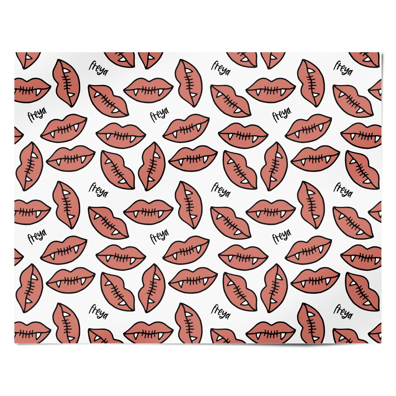 Pink Lips with Fangs Personalised Personalised Wrapping Paper Alternative