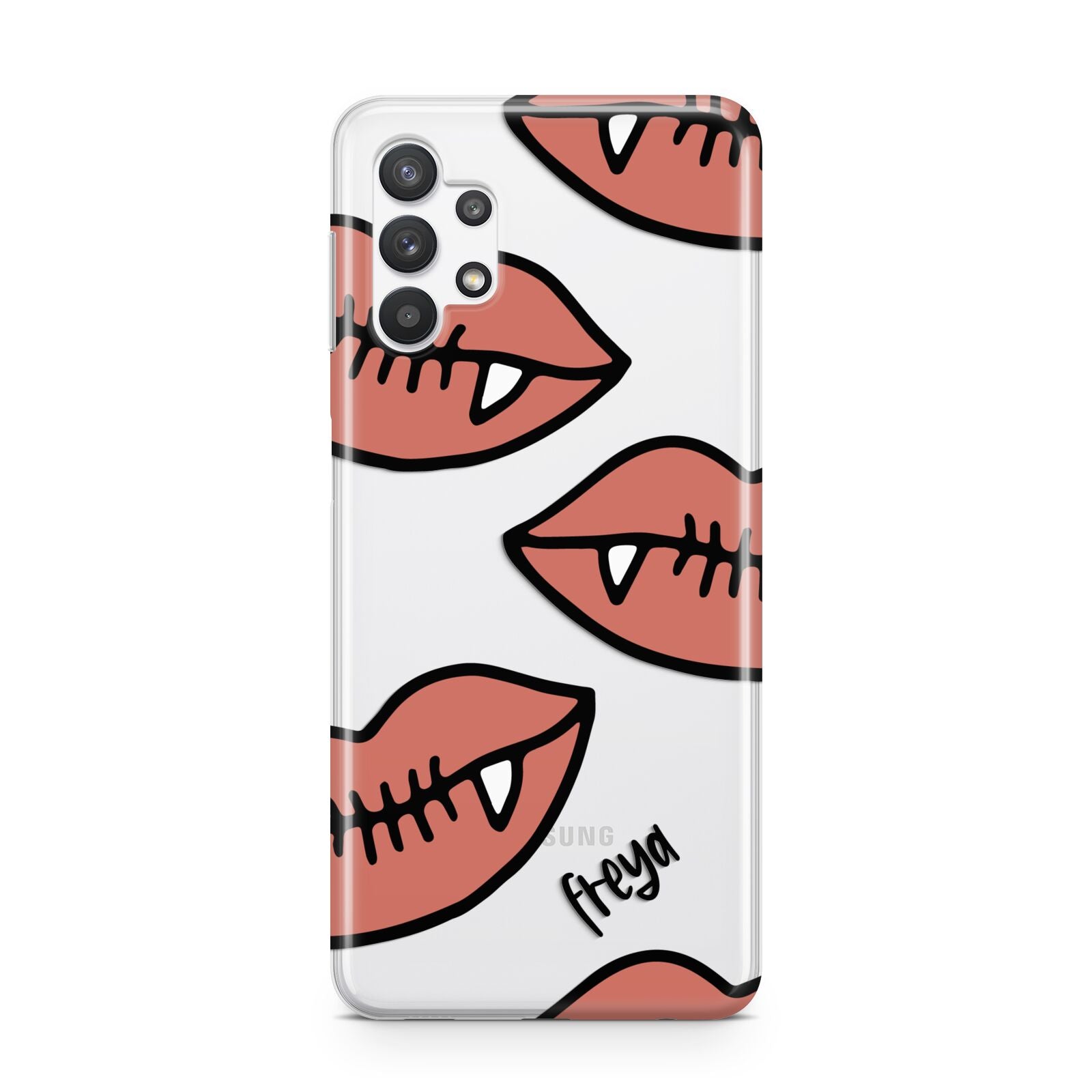 Pink Lips with Fangs Personalised Samsung A32 5G Case