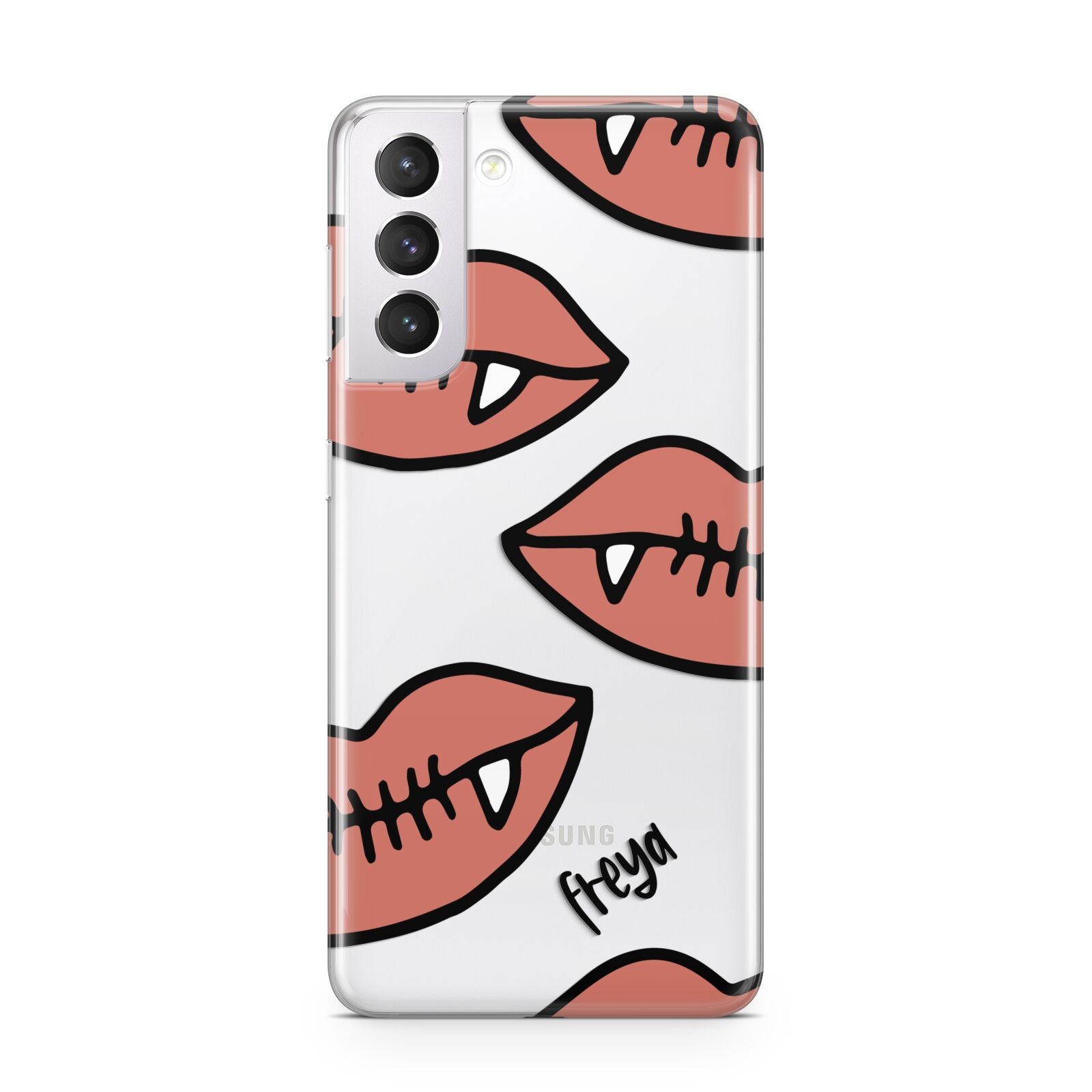 Pink Lips with Fangs Personalised Samsung S21 Case