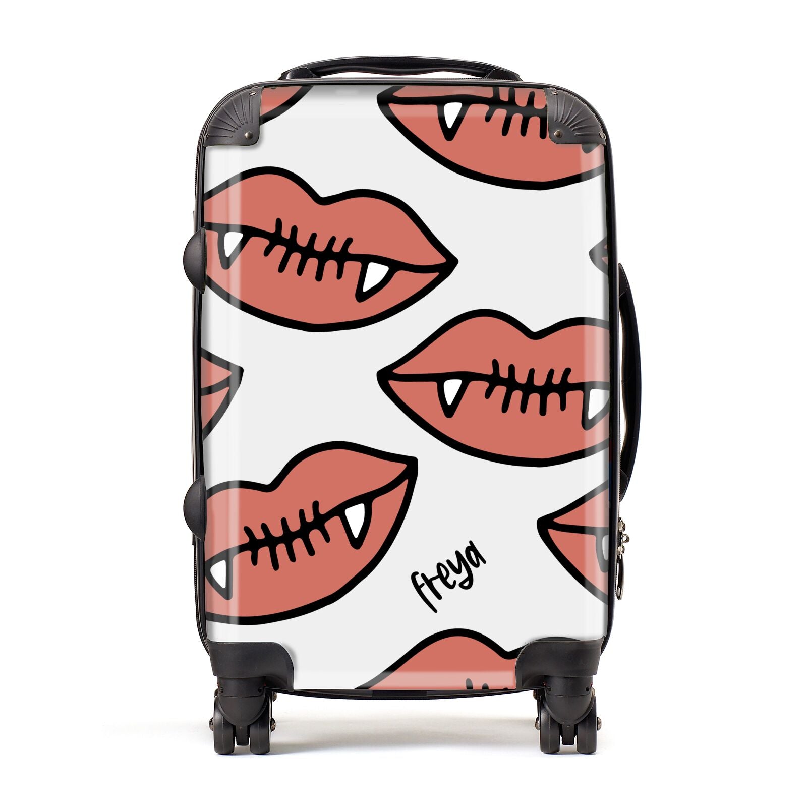 Pink Lips with Fangs Personalised Suitcase