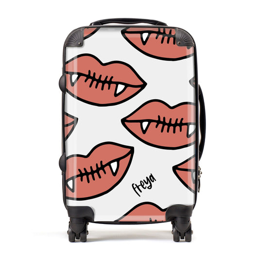 Pink Lips with Fangs Personalised Suitcase