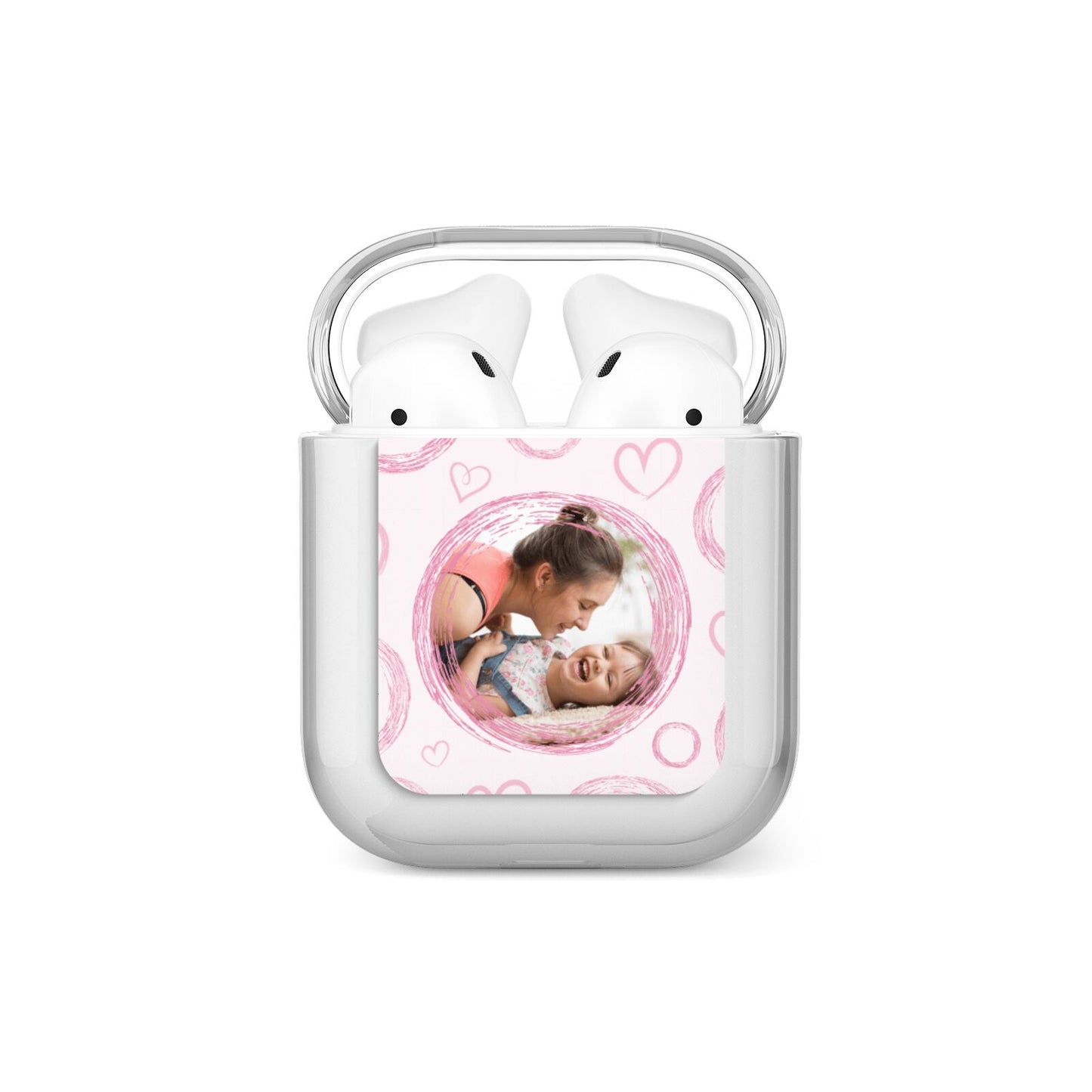 Pink Love Hearts Photo Personalised AirPods Case