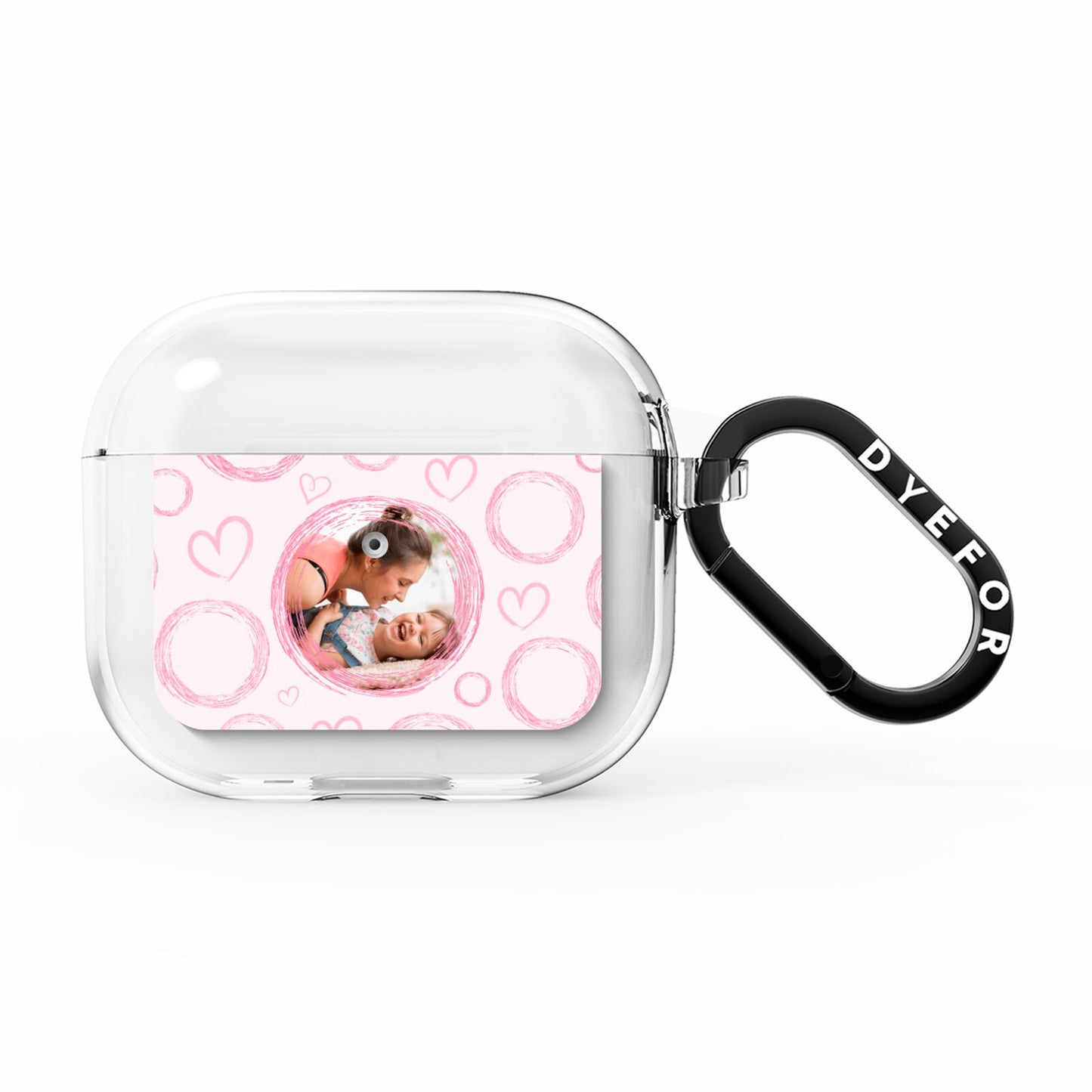 Pink Love Hearts Photo Personalised AirPods Clear Case 3rd Gen