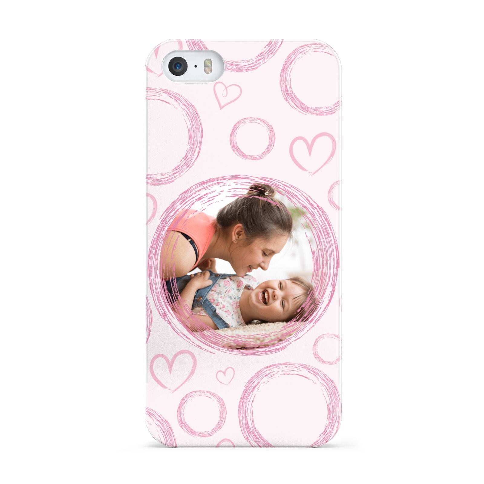 Pink Love Hearts Photo Personalised Apple iPhone 5 Case