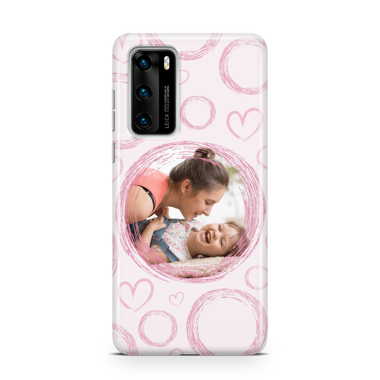 Pink Love Hearts Photo Personalised Huawei P40 Phone Case