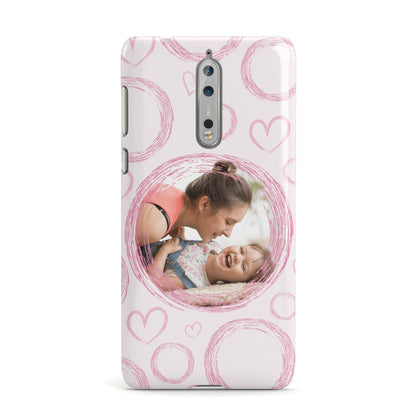 Pink Love Hearts Photo Personalised Nokia Case