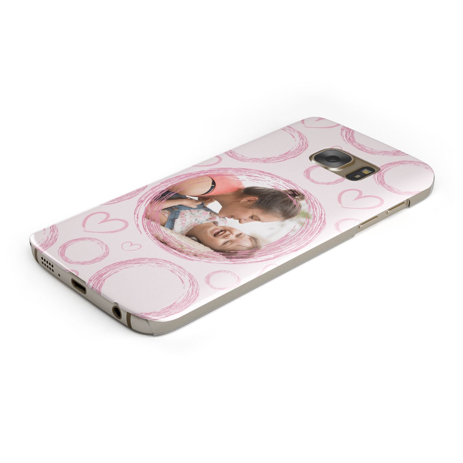 Pink Love Hearts Photo Personalised Protective Samsung Galaxy Case Angled Image