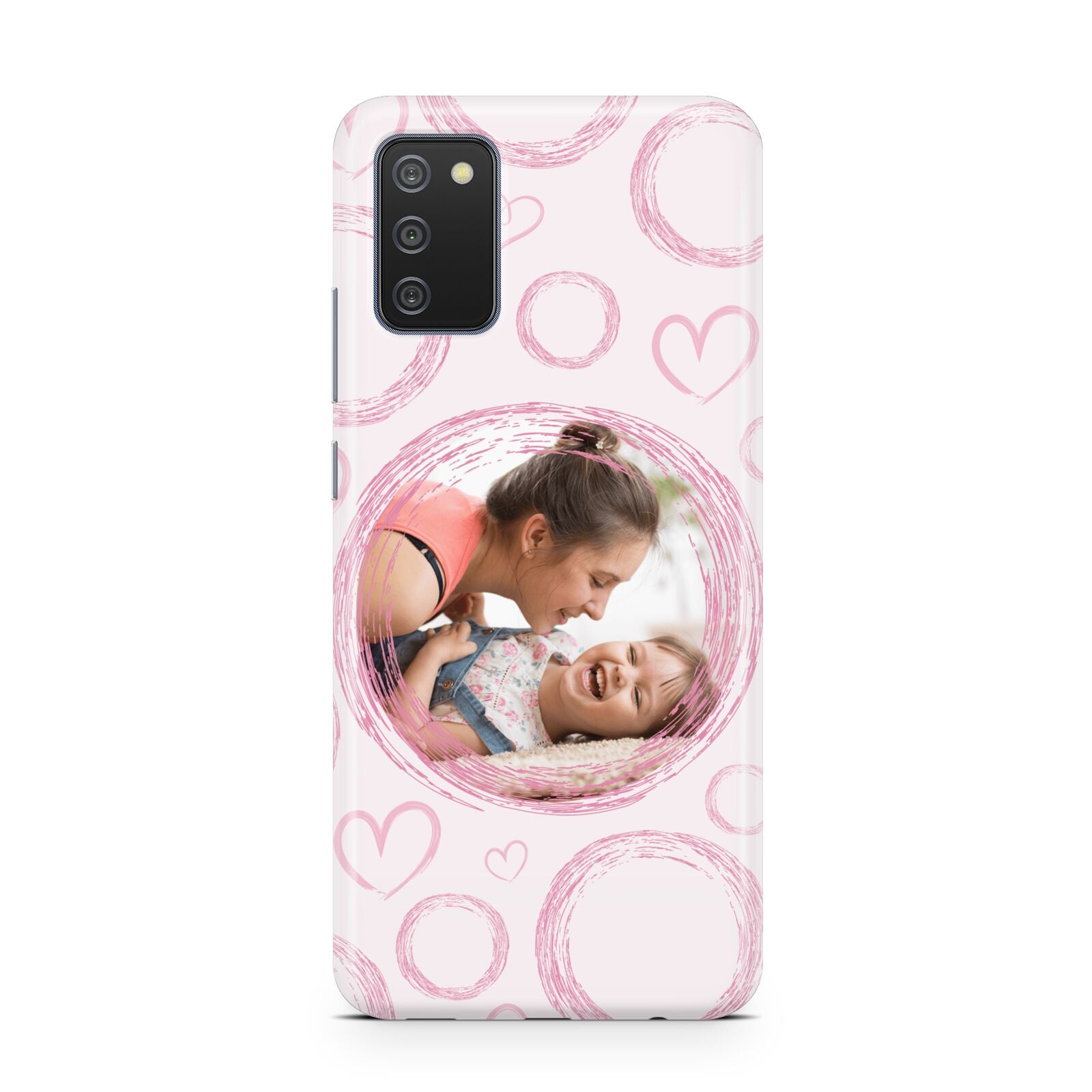 Pink Love Hearts Photo Personalised Samsung A02s Case