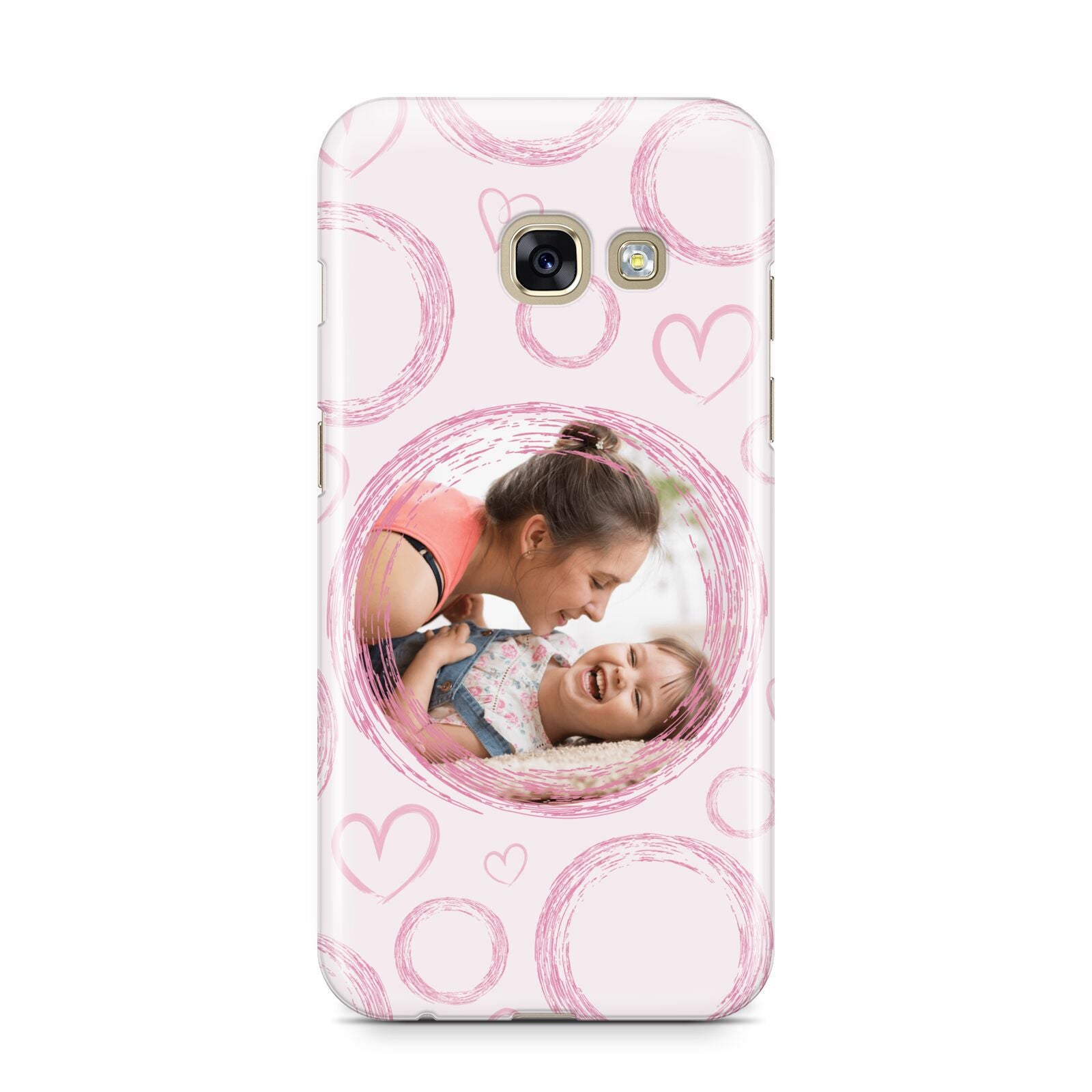 Pink Love Hearts Photo Personalised Samsung Galaxy A3 2017 Case on gold phone