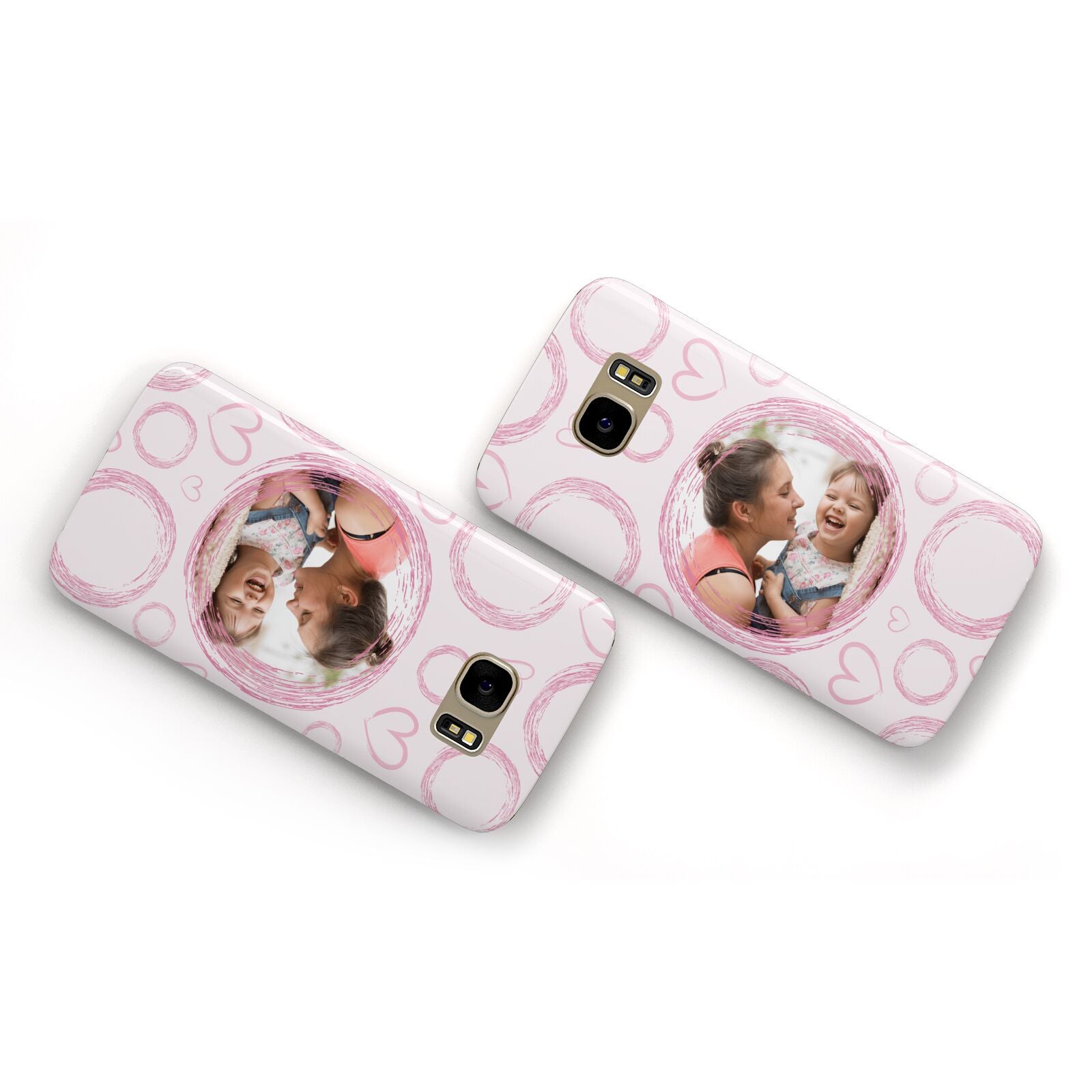 Pink Love Hearts Photo Personalised Samsung Galaxy Case Flat Overview