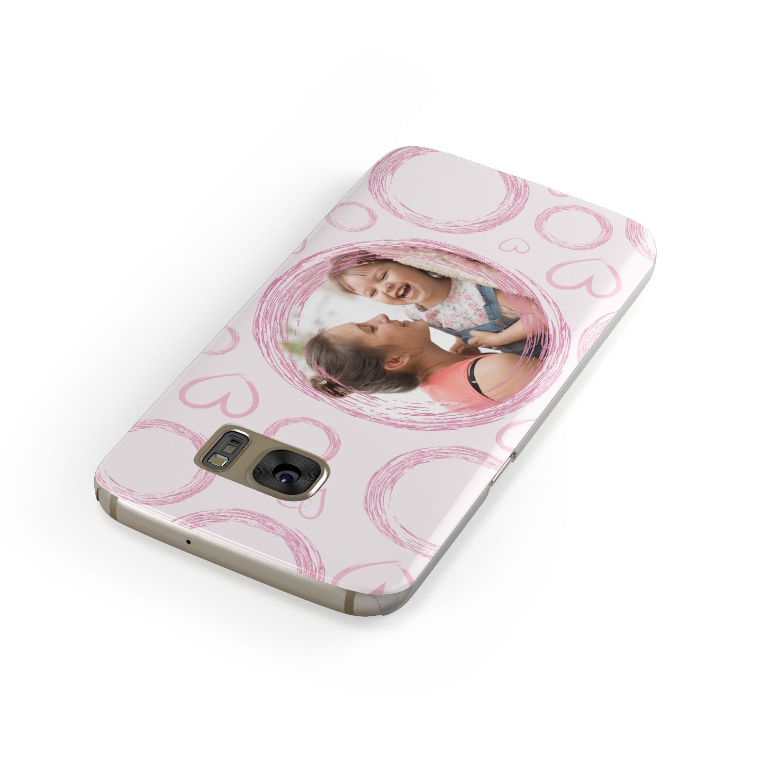 Pink Love Hearts Photo Personalised Samsung Galaxy Case Front Close Up