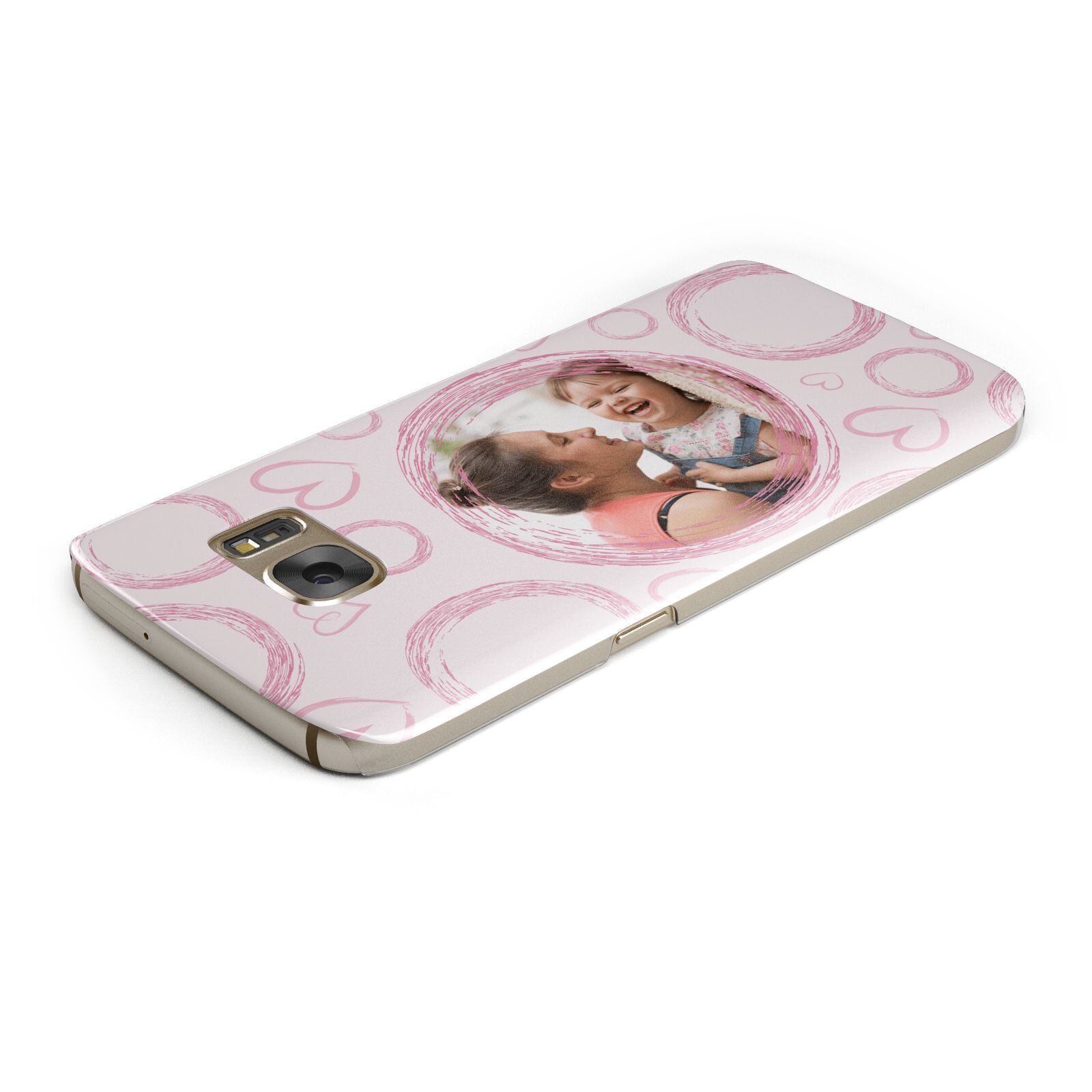 Pink Love Hearts Photo Personalised Samsung Galaxy Case Top Cutout