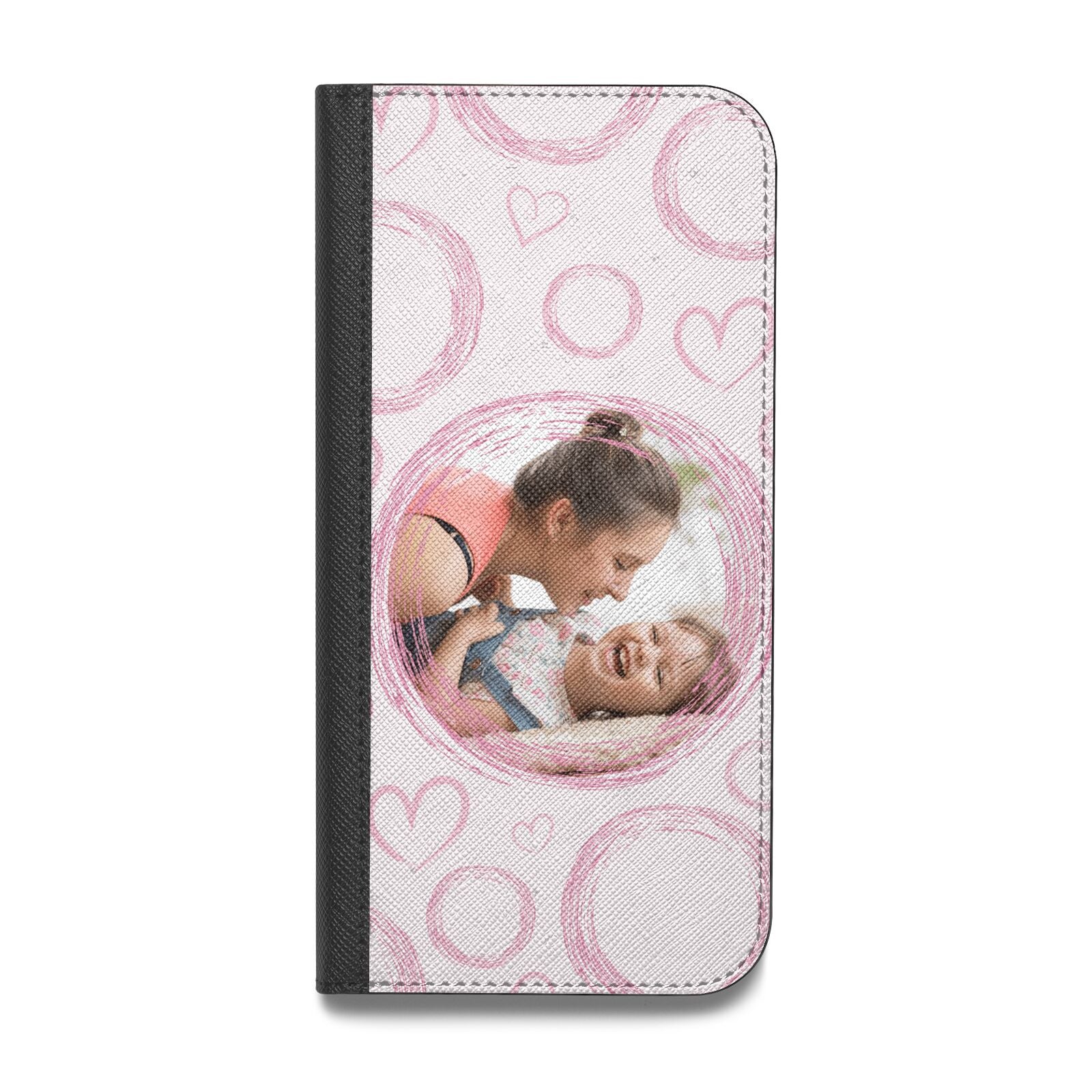 Pink Love Hearts Photo Personalised Vegan Leather Flip Samsung Case