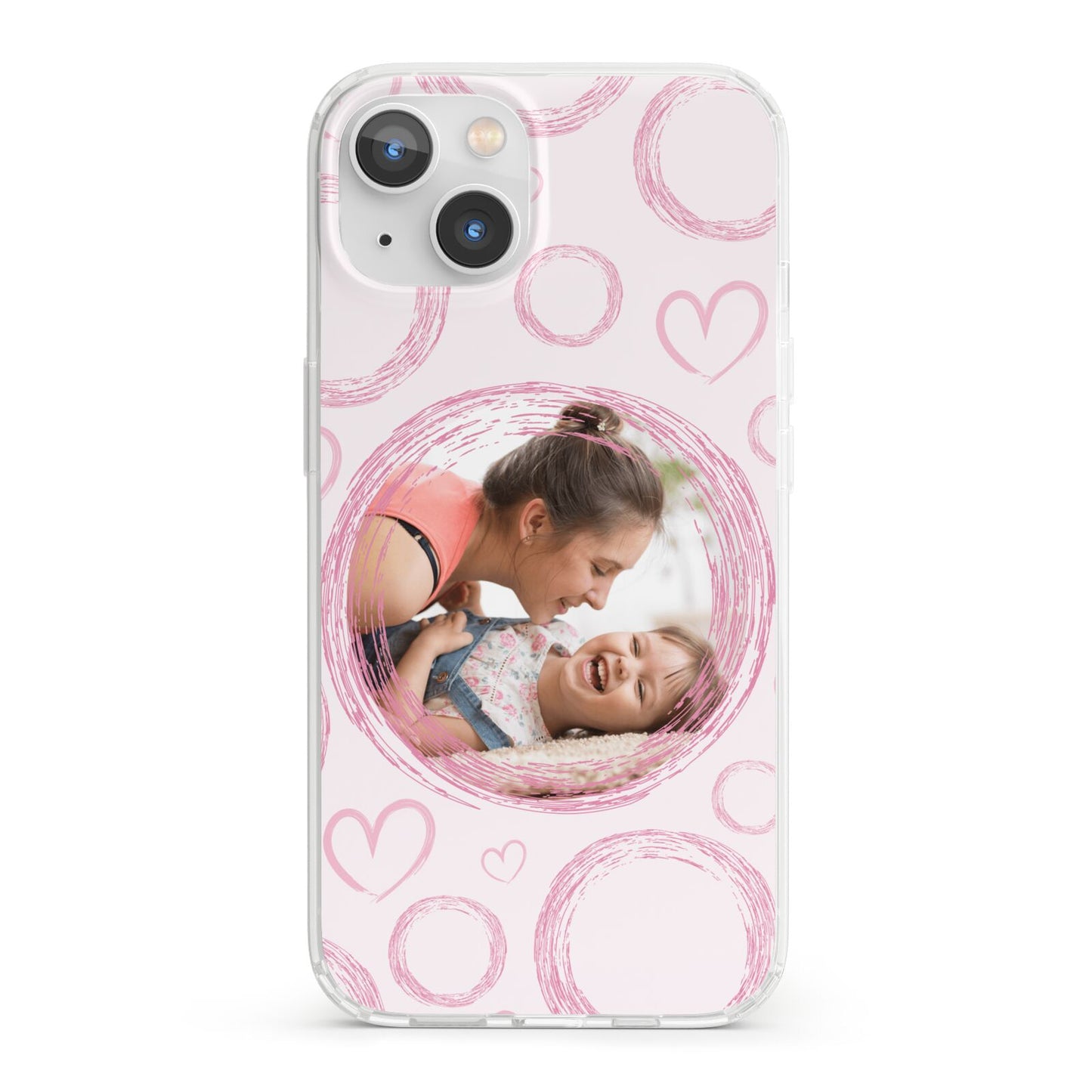 Pink Love Hearts Photo Personalised iPhone 13 Clear Bumper Case