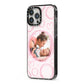 Pink Love Hearts Photo Personalised iPhone 13 Pro Max Black Impact Case Side Angle on Silver phone