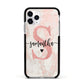 Pink Marble Glitter Monogram Personalised Name Apple iPhone 11 Pro in Silver with Black Impact Case