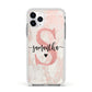 Pink Marble Glitter Monogram Personalised Name Apple iPhone 11 Pro in Silver with White Impact Case