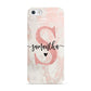 Pink Marble Glitter Monogram Personalised Name Apple iPhone 5 Case