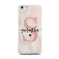 Pink Marble Glitter Monogram Personalised Name Apple iPhone 5c Case
