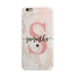 Pink Marble Glitter Monogram Personalised Name Apple iPhone 6 Plus 3D Tough Case