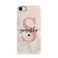 Pink Marble Glitter Monogram Personalised Name Apple iPhone 7 8 3D Snap Case