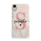 Pink Marble Glitter Monogram Personalised Name Apple iPhone XR White 3D Snap Case
