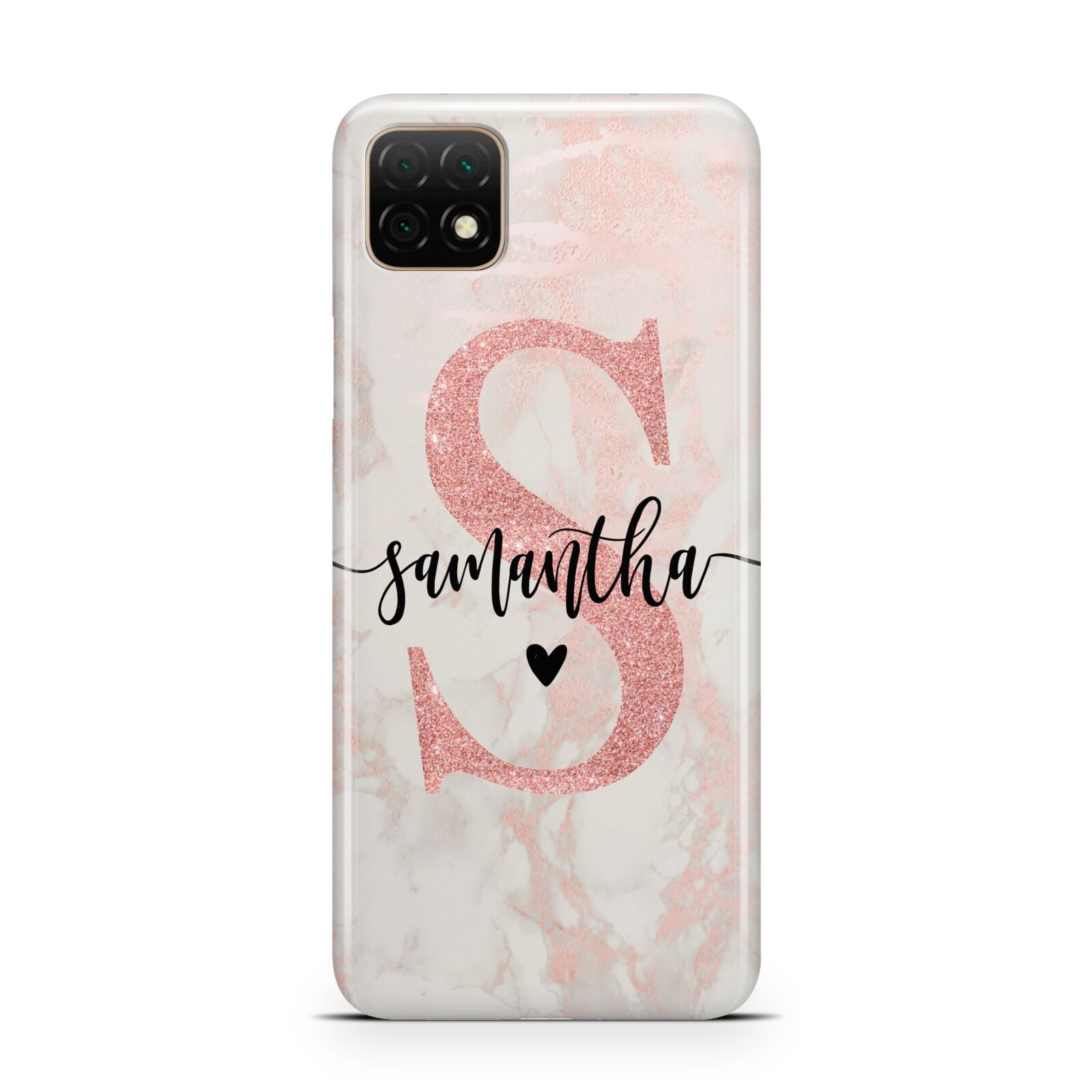 Pink Marble Glitter Monogram Personalised Name Huawei Enjoy 20 Phone Case