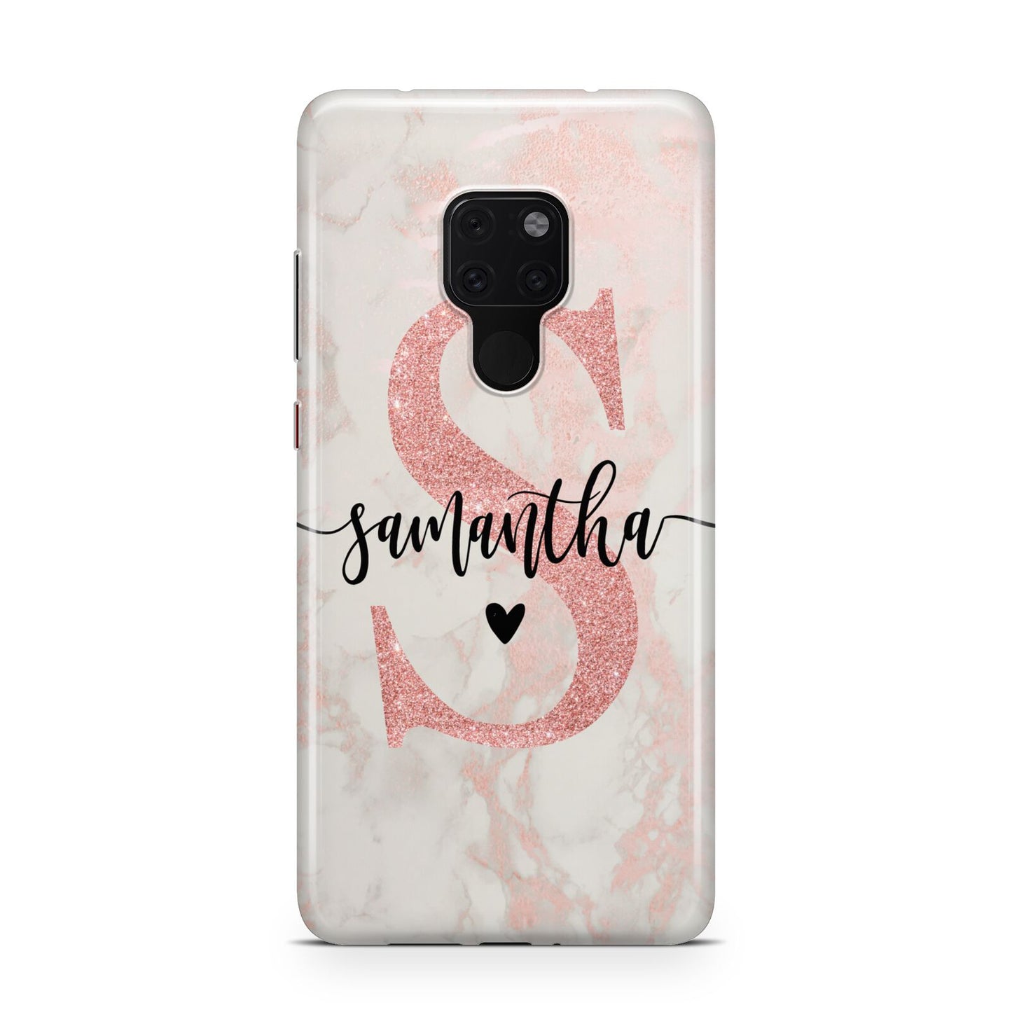 Pink Marble Glitter Monogram Personalised Name Huawei Mate 20 Phone Case