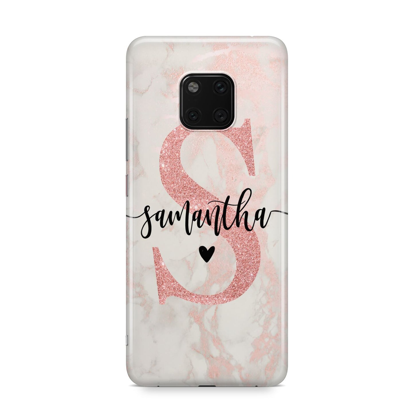 Pink Marble Glitter Monogram Personalised Name Huawei Mate 20 Pro Phone Case