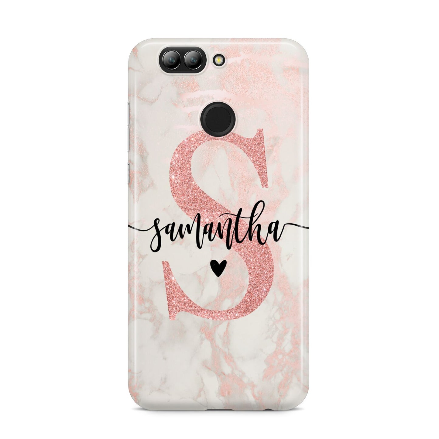 Pink Marble Glitter Monogram Personalised Name Huawei Nova 2s Phone Case