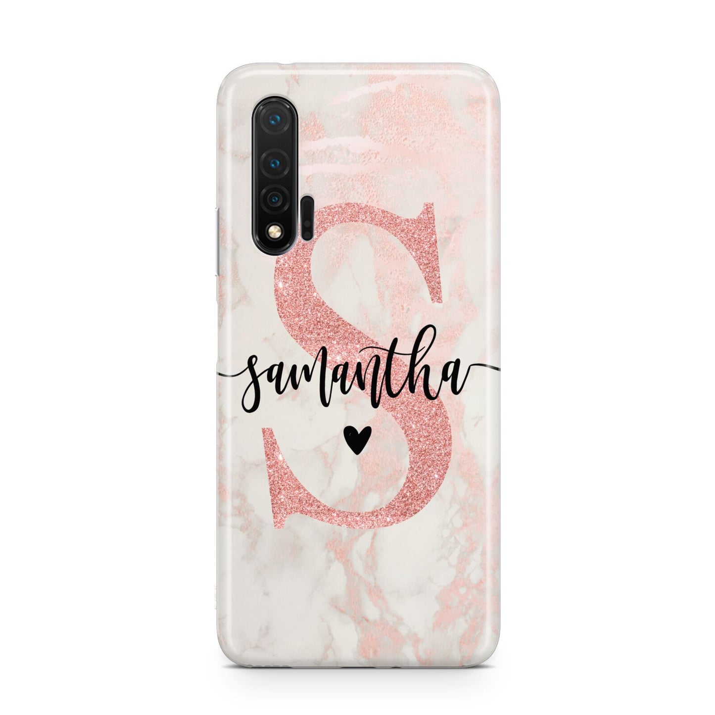 Pink Marble Glitter Monogram Personalised Name Huawei Nova 6 Phone Case