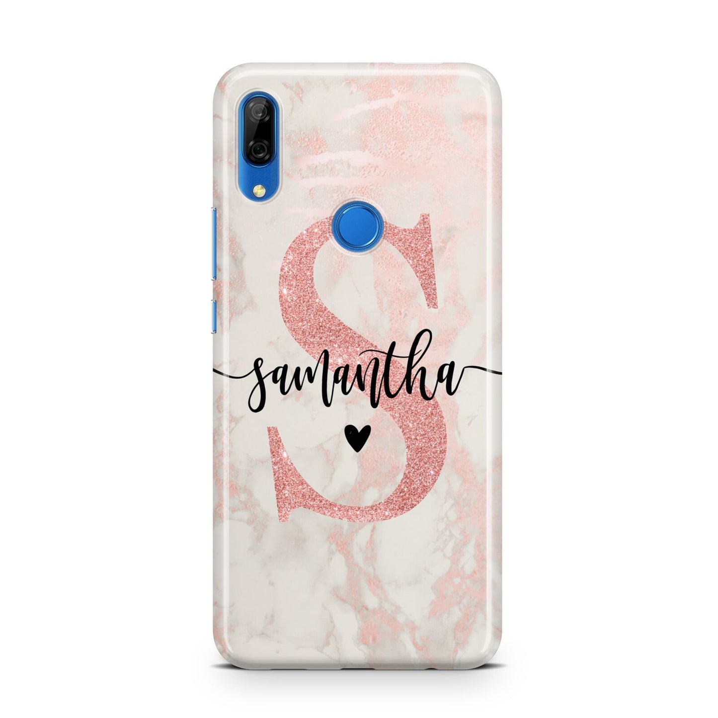 Pink Marble Glitter Monogram Personalised Name Huawei P Smart Z