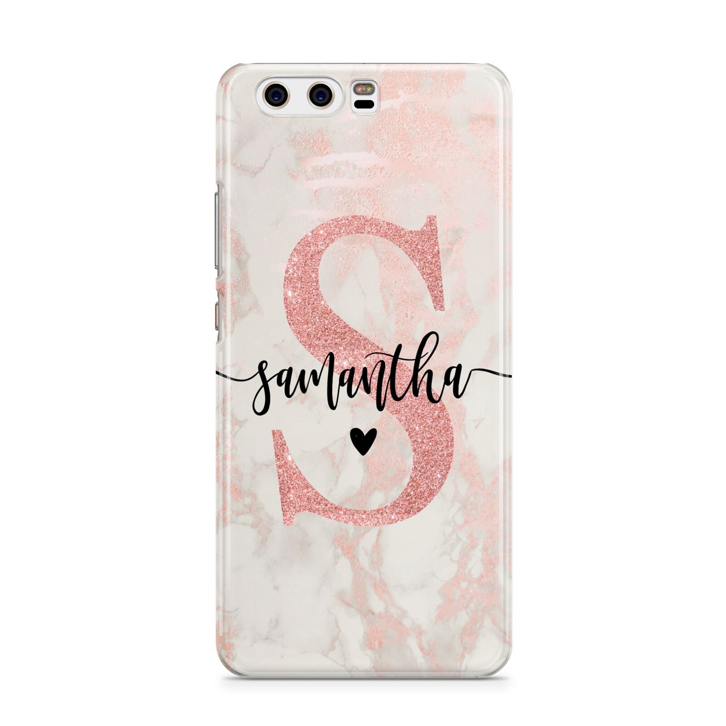 Pink Marble Glitter Monogram Personalised Name Huawei P10 Phone Case