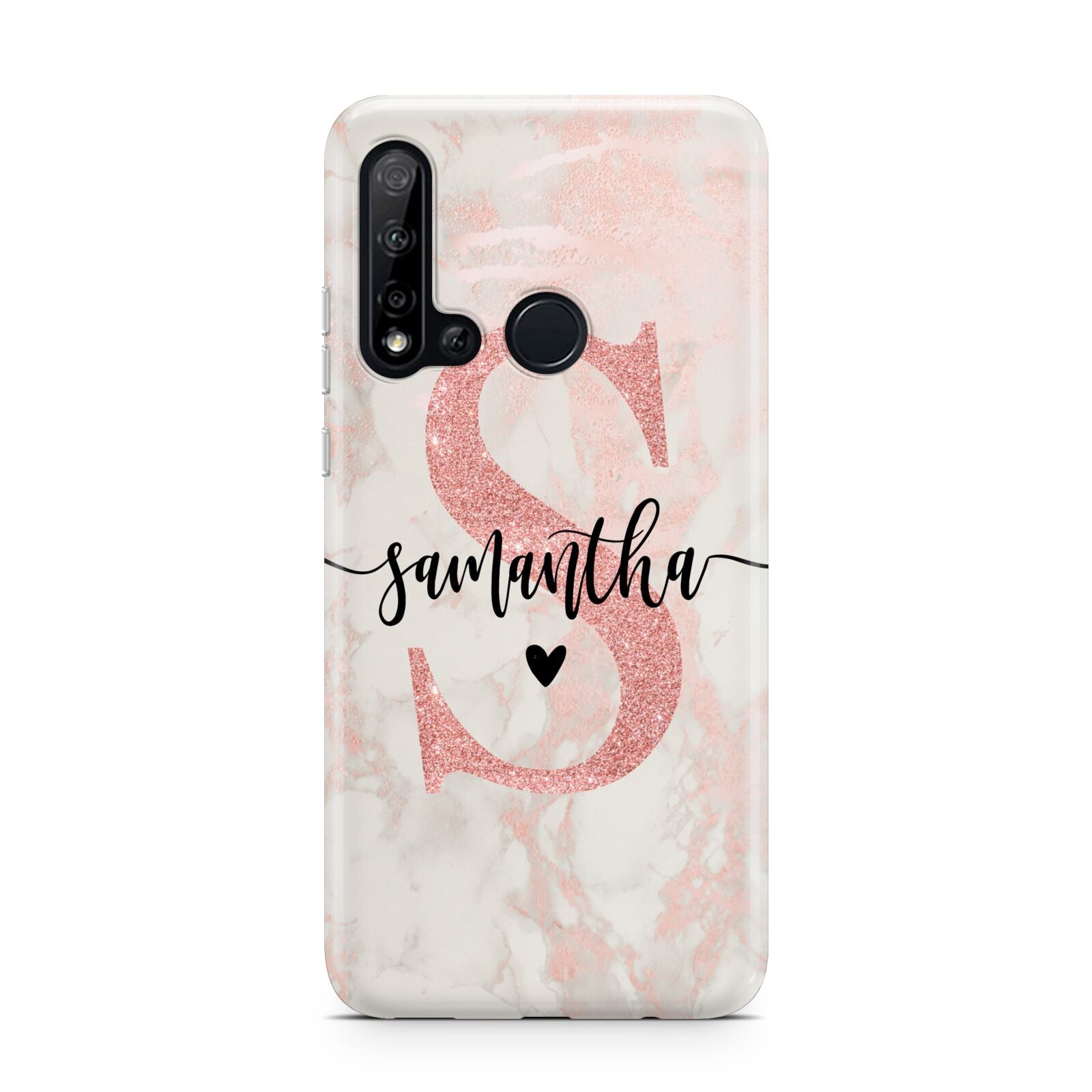 Pink Marble Glitter Monogram Personalised Name Huawei P20 Lite 5G Phone Case