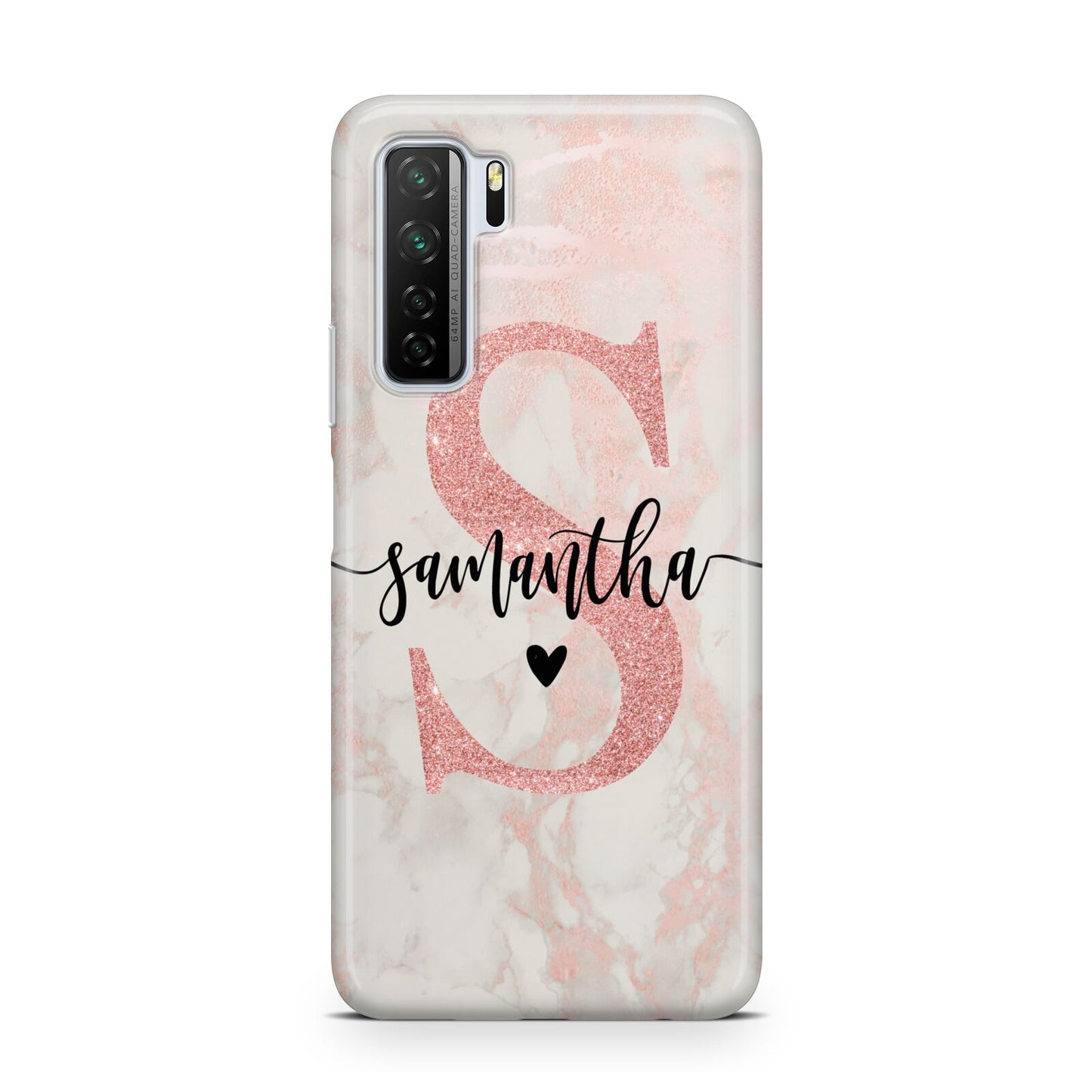 Pink Marble Glitter Monogram Personalised Name Huawei P40 Lite 5G Phone Case