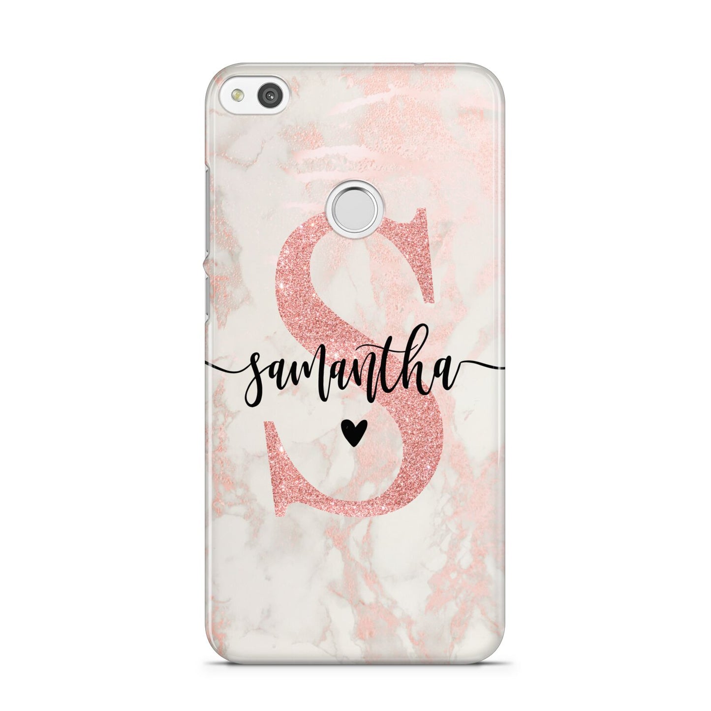 Pink Marble Glitter Monogram Personalised Name Huawei P8 Lite Case