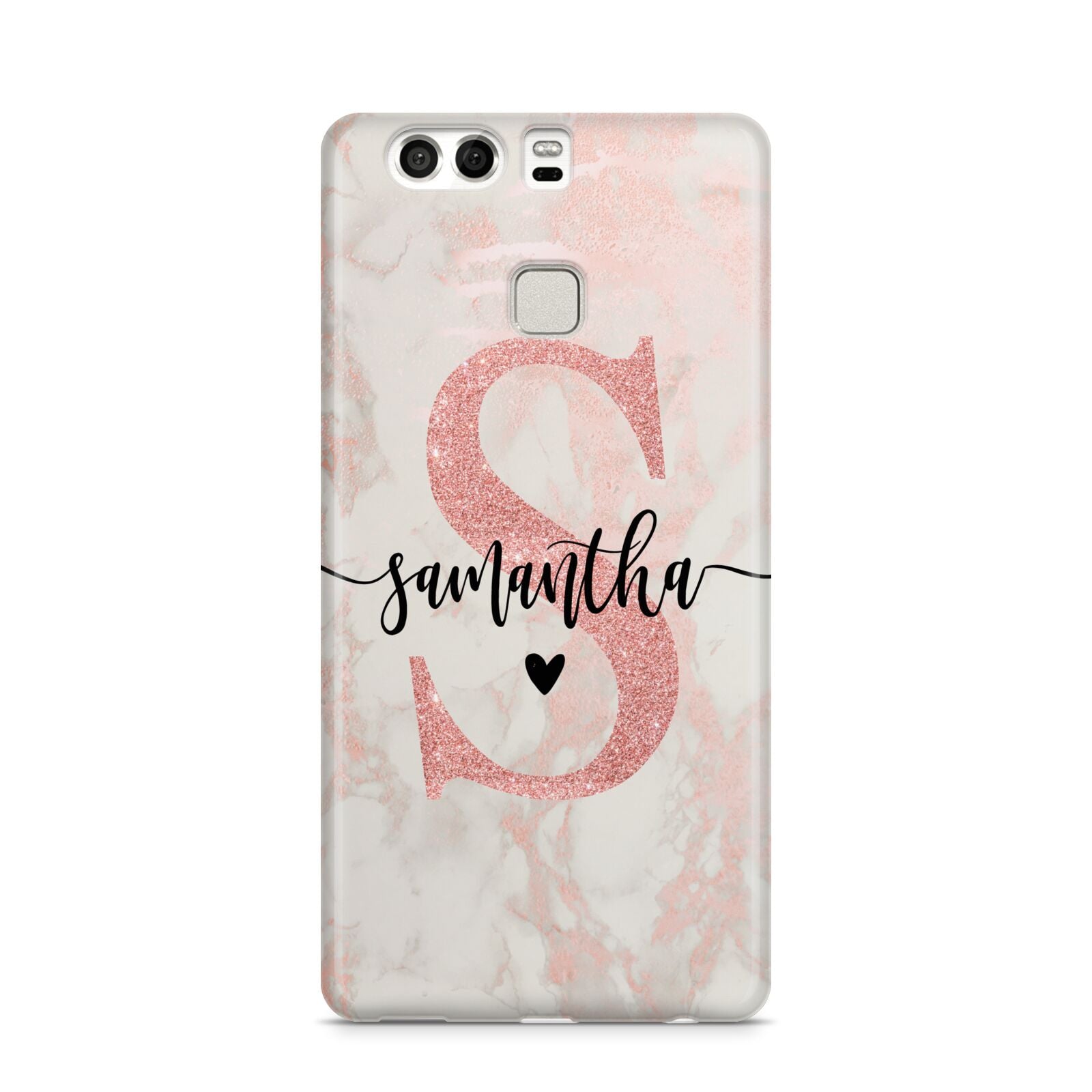 Pink Marble Glitter Monogram Personalised Name Huawei P9 Case