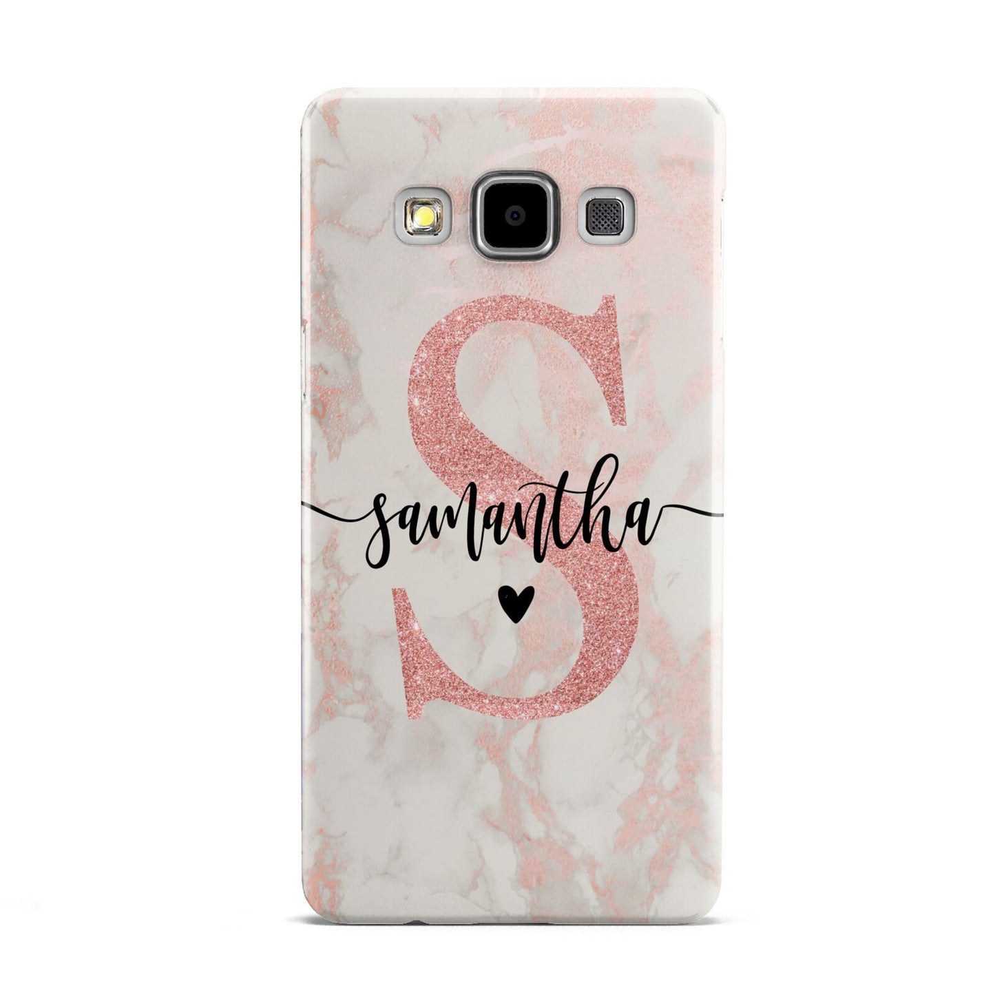 Pink Marble Glitter Monogram Personalised Name Samsung Galaxy A5 Case