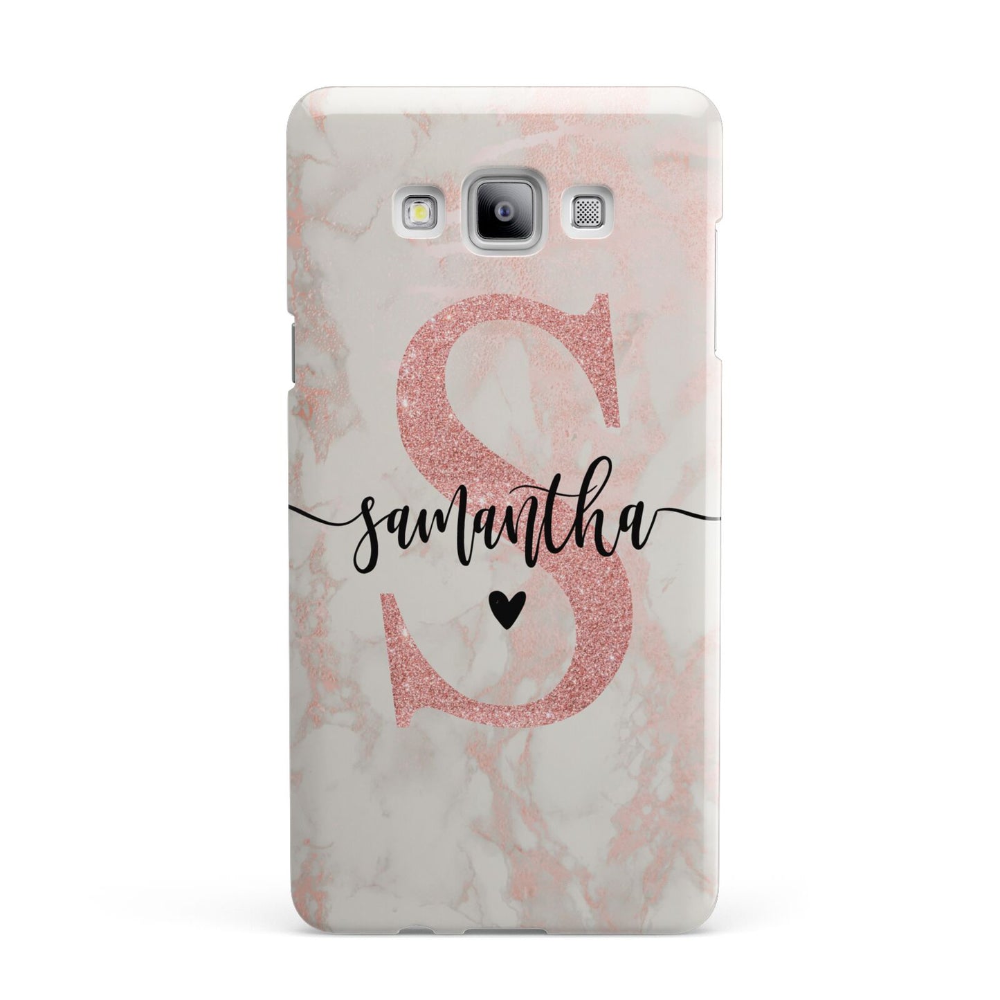 Pink Marble Glitter Monogram Personalised Name Samsung Galaxy A7 2015 Case