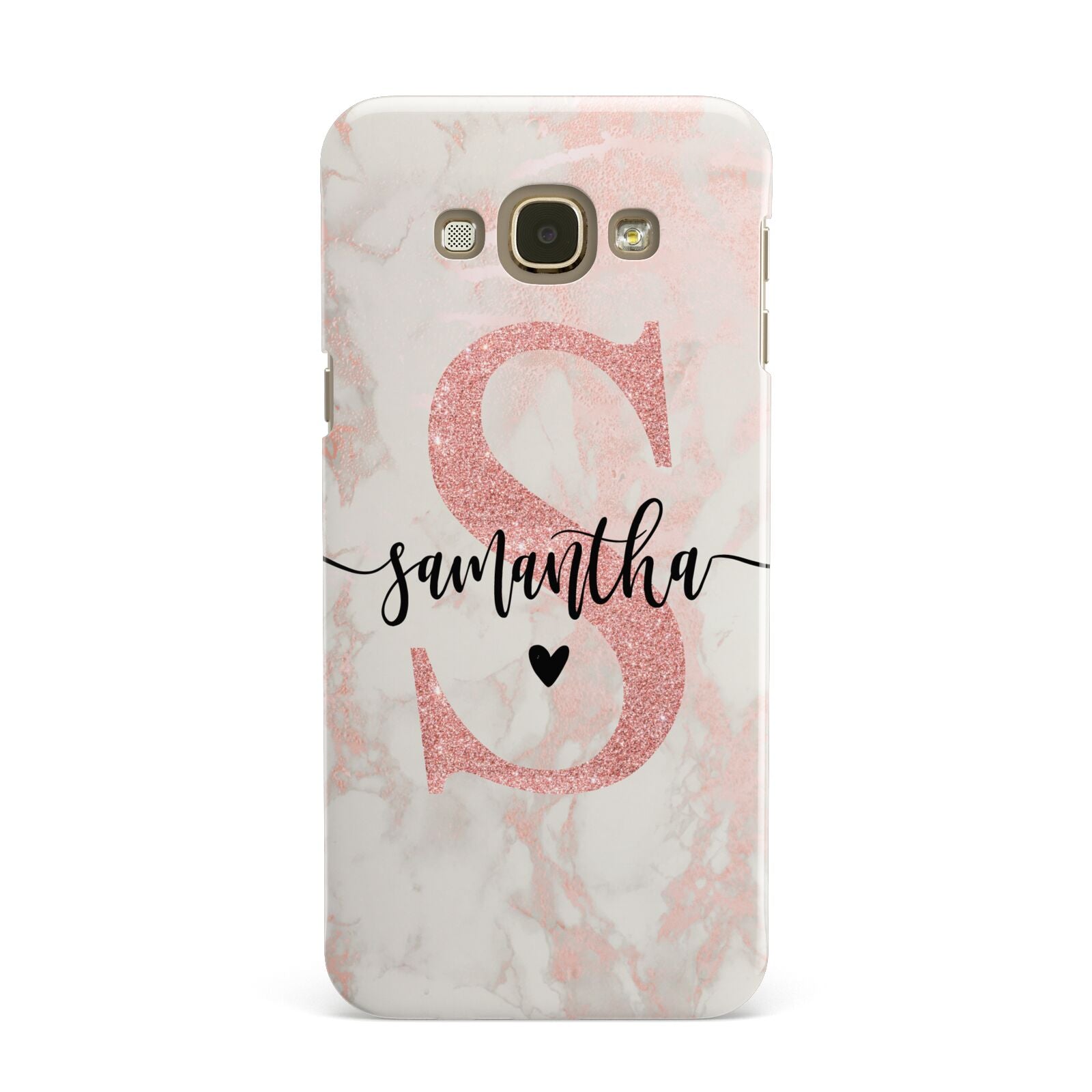 Pink Marble Glitter Monogram Personalised Name Samsung Galaxy A8 Case