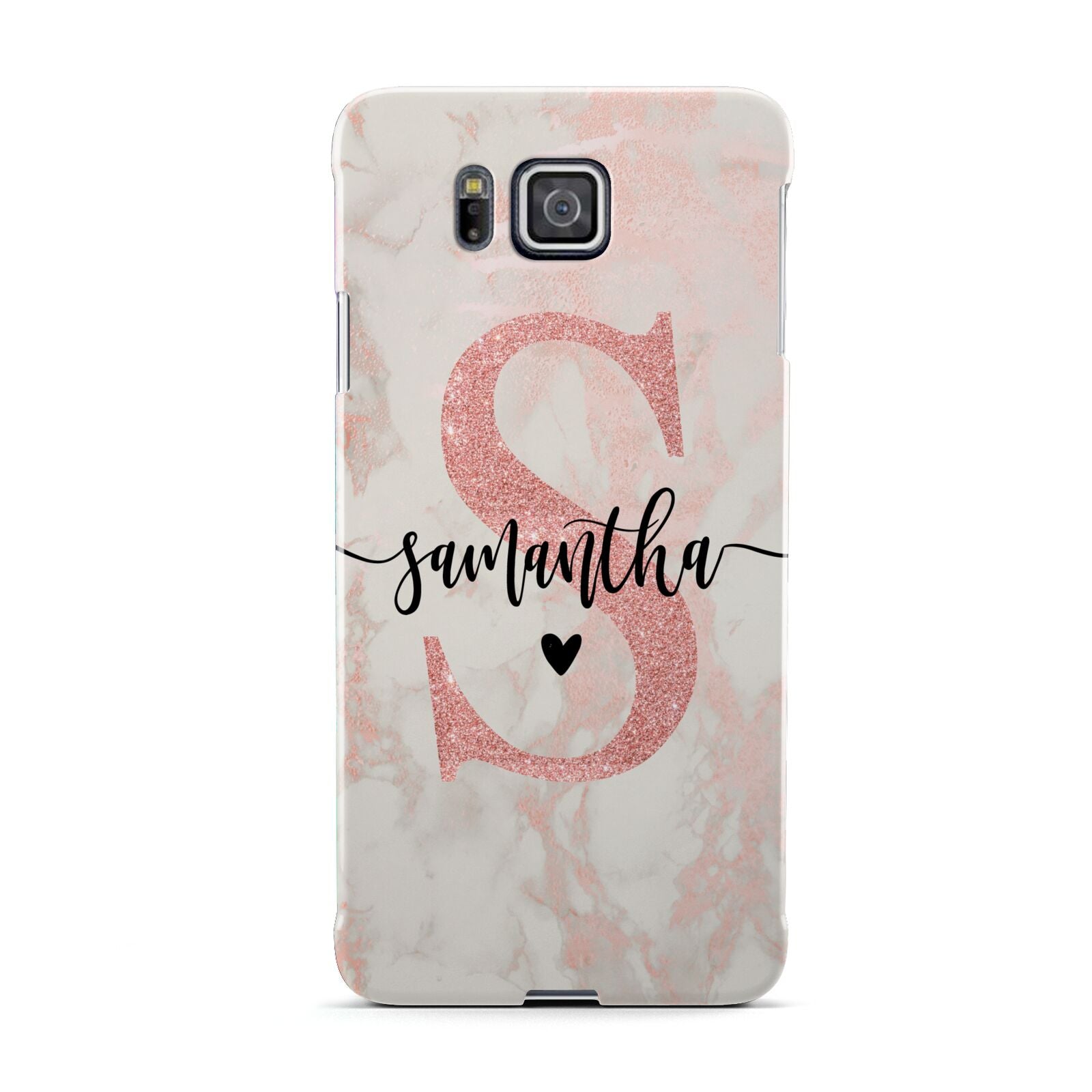 Pink Marble Glitter Monogram Personalised Name Samsung Galaxy Alpha Case