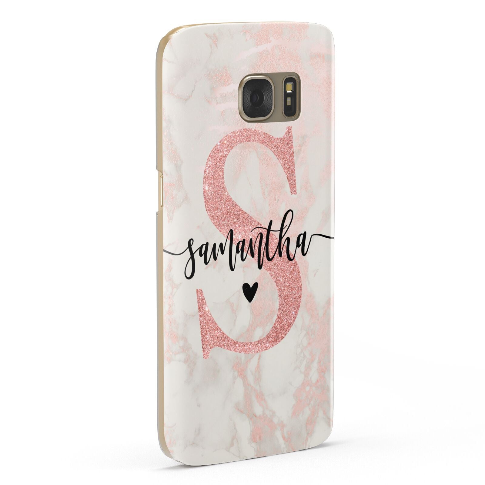 Pink Marble Glitter Monogram Personalised Name Samsung Galaxy Case Fourty Five Degrees