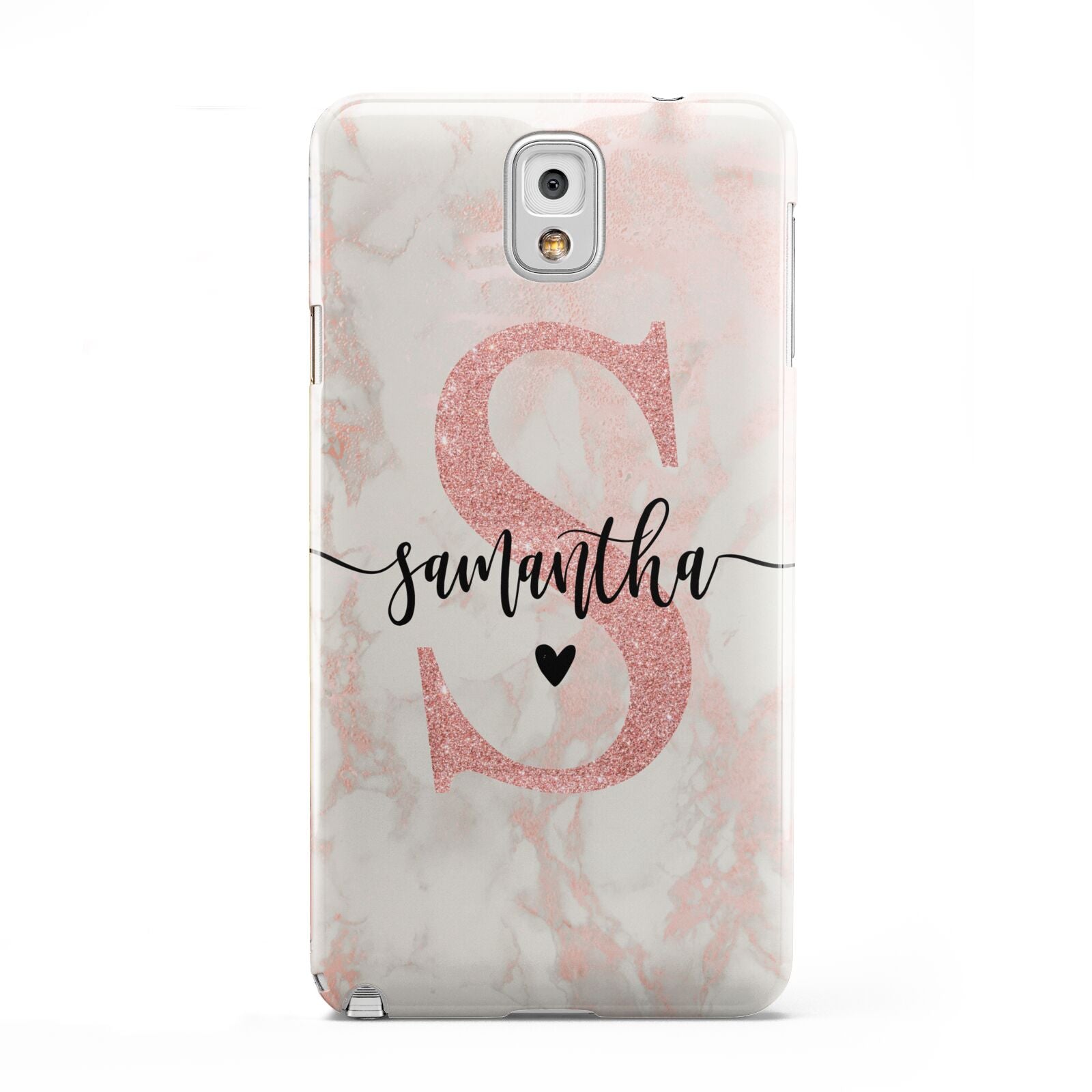 Pink Marble Glitter Monogram Personalised Name Samsung Galaxy Note 3 Case